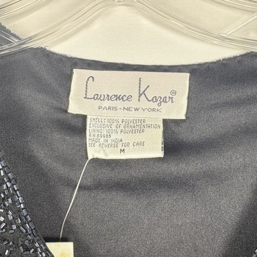 Laurence Kazar  Vintage Black Sequin Short Sleeveless Blouse Party Medium - Picture 11 of 11